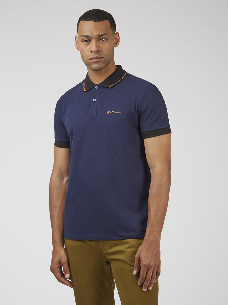 COLOUR BLOCK RIB POLO MARINE