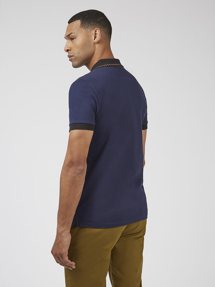 COLOUR BLOCK RIB POLO MARINE