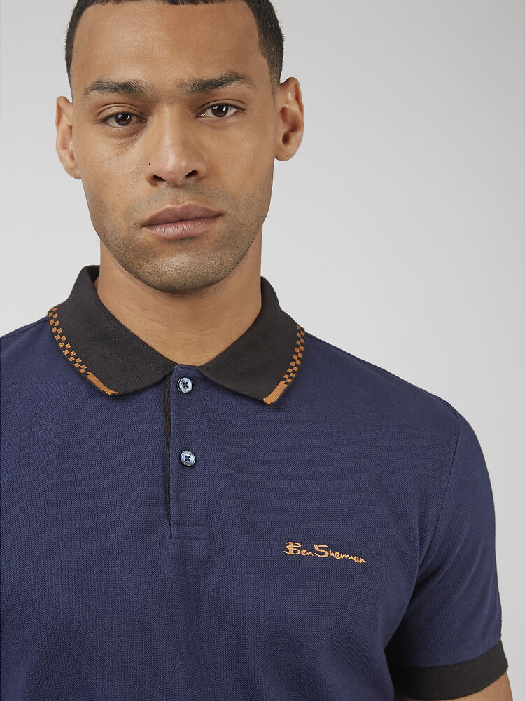 COLOUR BLOCK RIB POLO MARINE