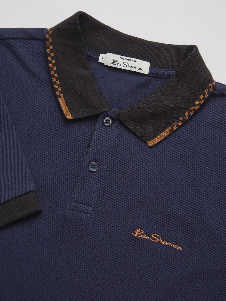 COLOUR BLOCK RIB POLO MARINE