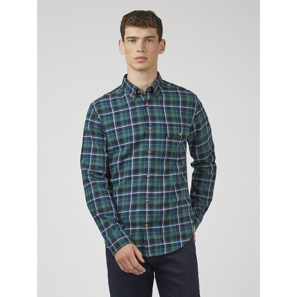 BRUSHED PLAID CHECK OCEAN GREEN