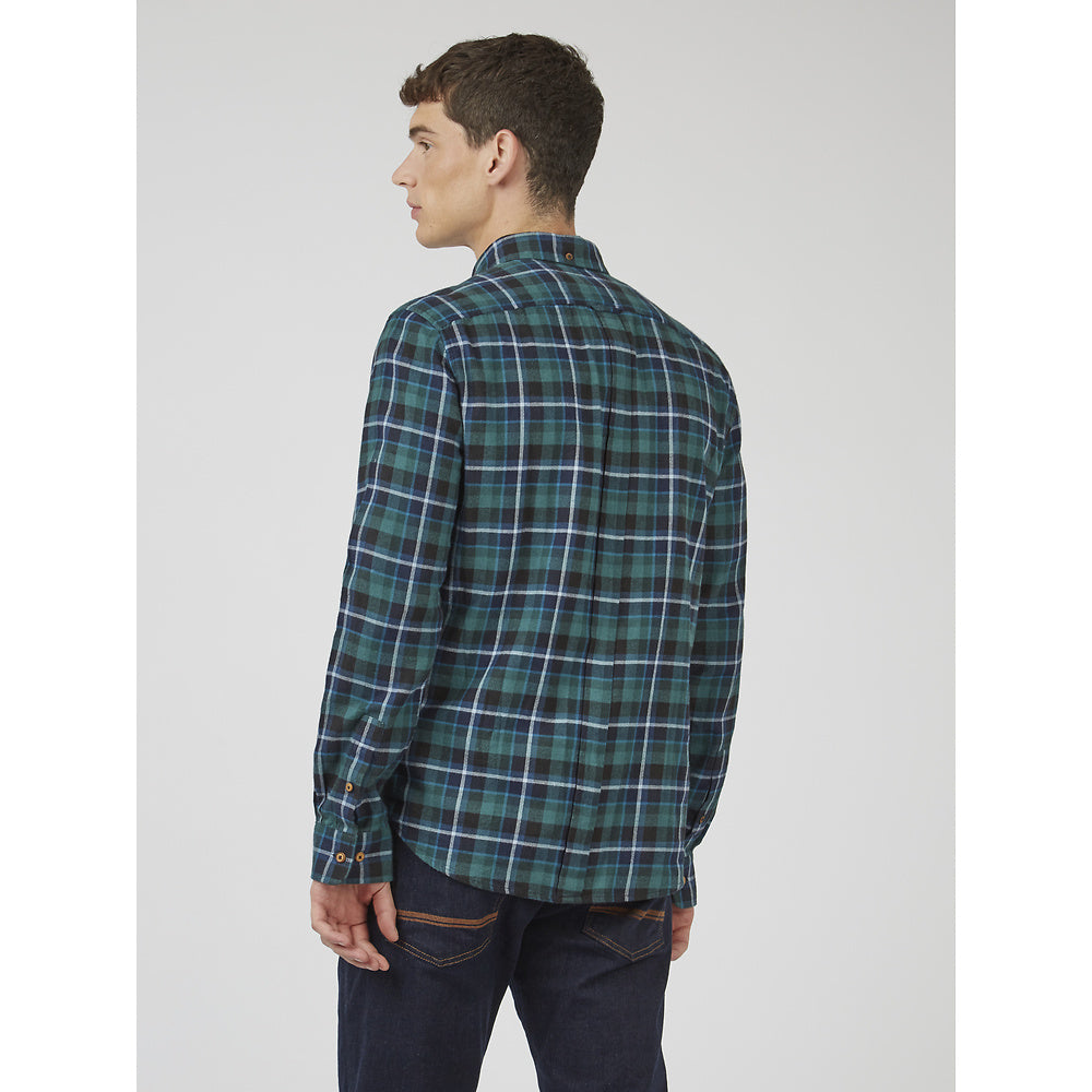 BRUSHED PLAID CHECK OCEAN GREEN