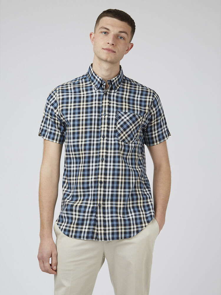 Shirt SS Gingham Overcheck Midnight