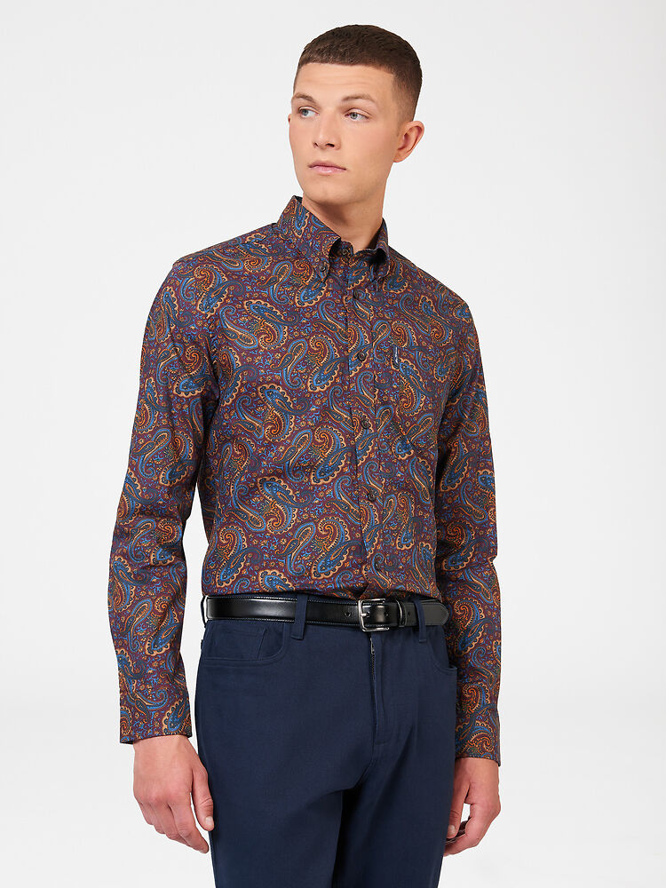 Paisley Print L Aubergine