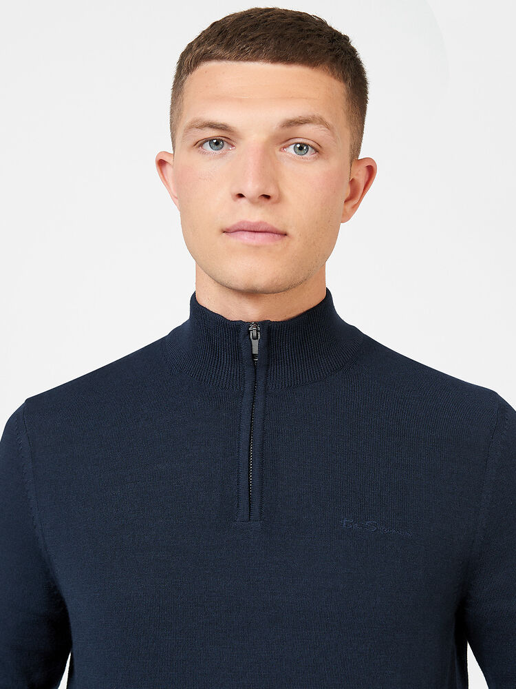 MERINO HALF ZIP DARK Navy