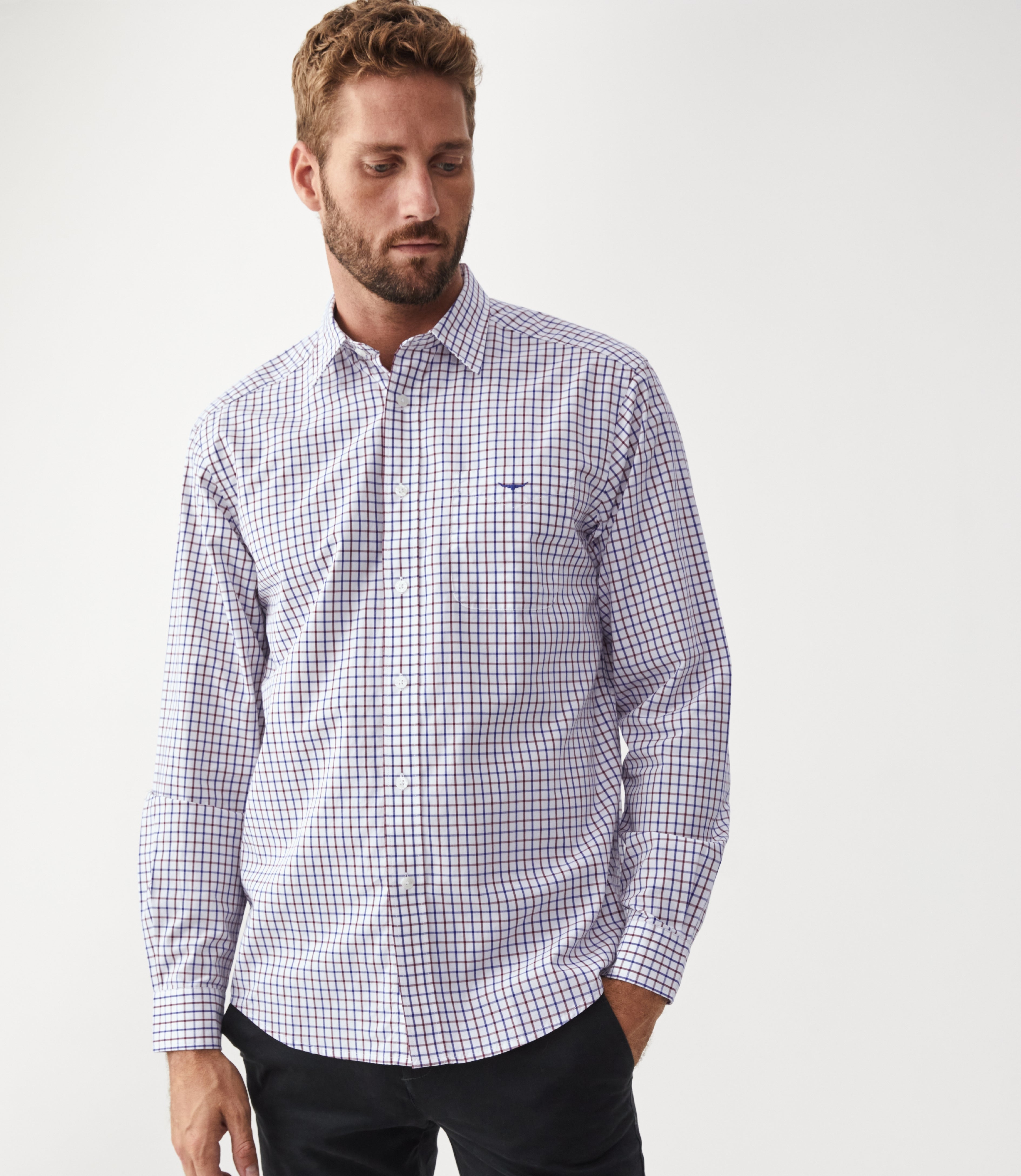 Shirt Collins Nvy/Burg/White