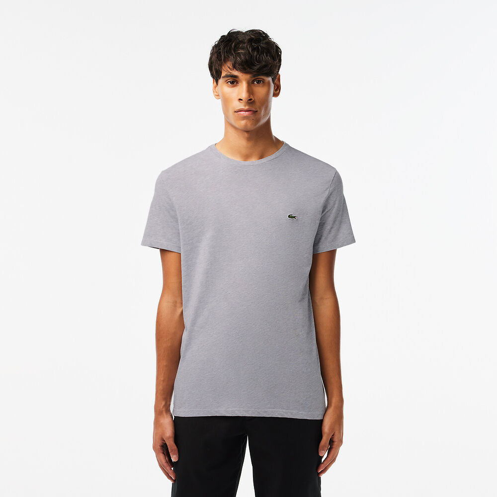 Crew Neck Cotton Jersey T-Shirt SILVER CHINE